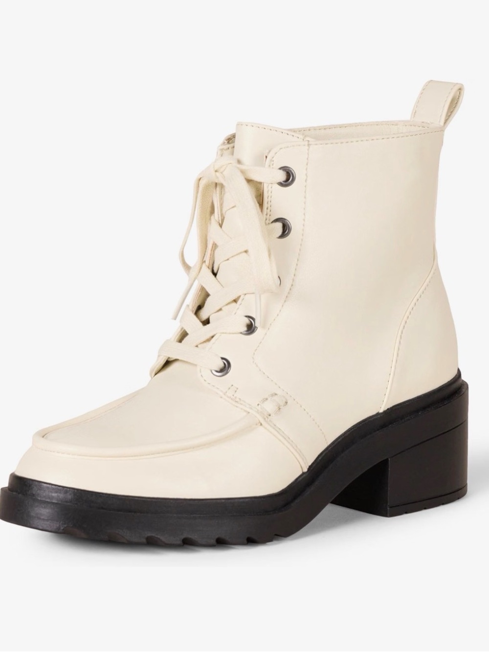 Amazon Essentials Women's Lace Up Moc Toe Combat Boots with Chunky Heel